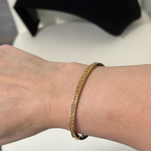 Givenchy gold tone rhinestone bracelet with safety clasp - Picture 7 of 11